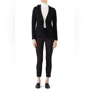Saylor Pinstripe Ruffled Tailored Fitted Blazer Size Small